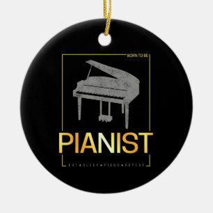 Piano Born To Be Pianist Musician Vintage Design Ceramic Tree Decoration