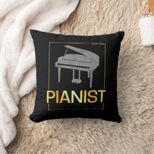 Piano Born To Be Pianist Musician Vintage Design Cushion