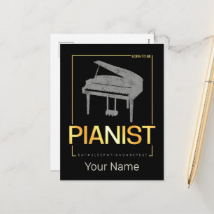 Piano Born To Be Pianist Musician Vintage Design Holiday Postcard
