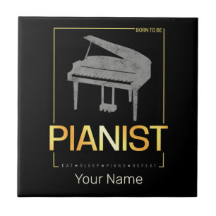 Piano Born To Be Pianist Musician Vintage Design Tile