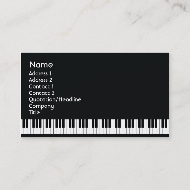 Piano - Business Business Card (Front)