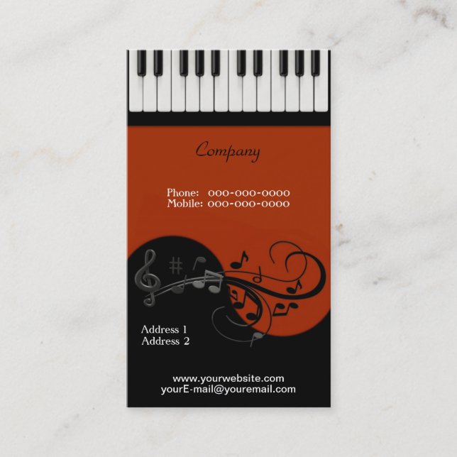 Piano Business Card (Front)