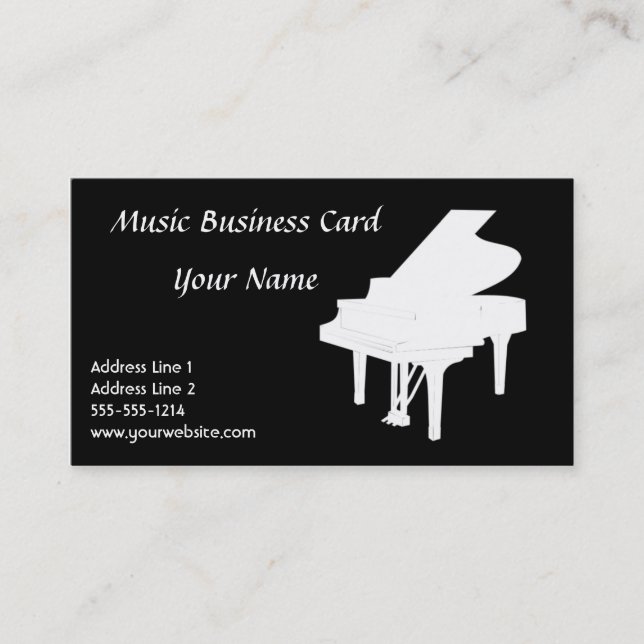 Piano Business Card B&W (Front)