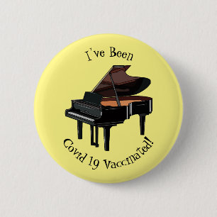 Piano cartoon illustration 6 cm round badge