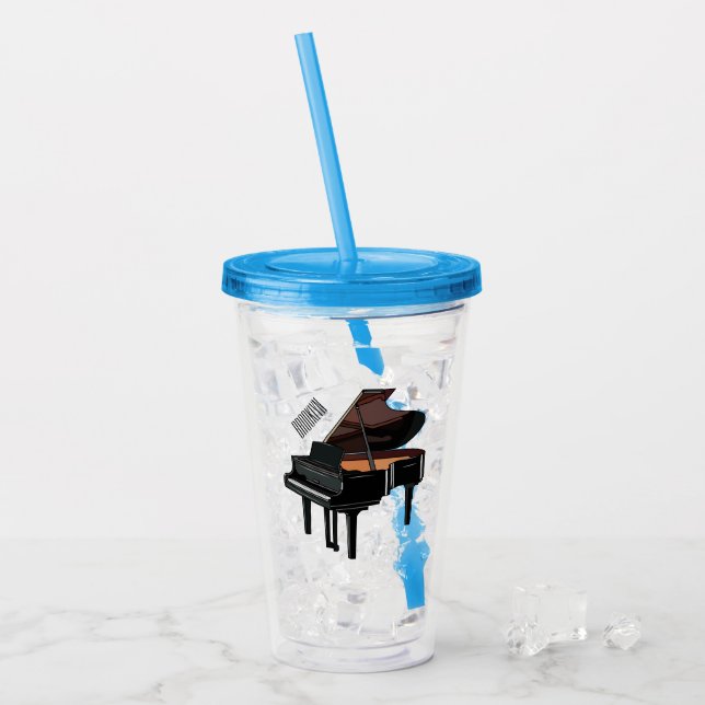 Piano cartoon illustration acrylic tumbler (Front Ice)