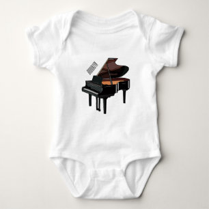 Piano cartoon illustration baby bodysuit