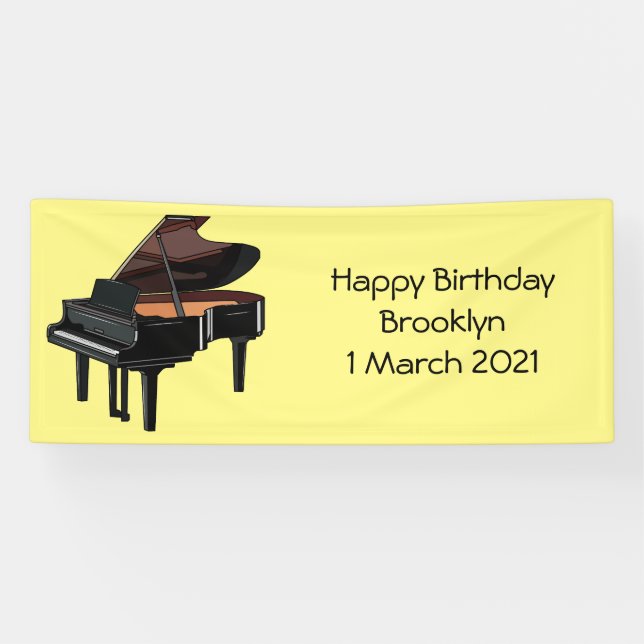 Piano cartoon illustration banner (Horizontal)