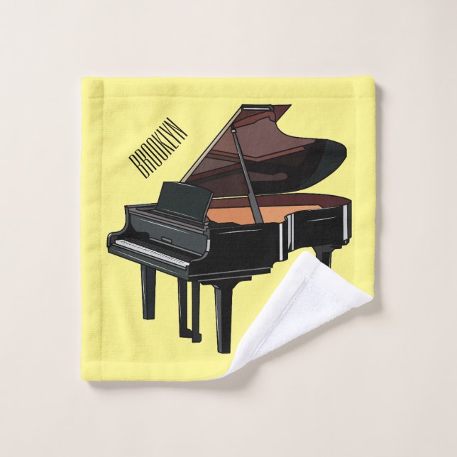 Piano cartoon illustration bath towel set (Wash Cloth)