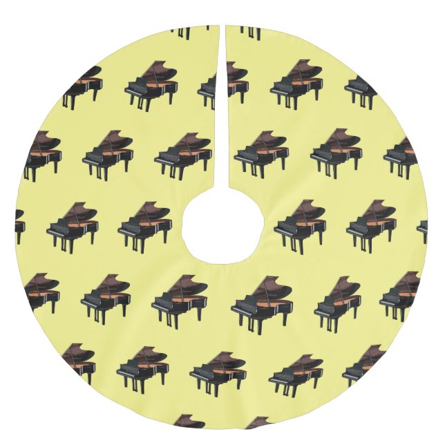 Piano cartoon illustration brushed polyester tree skirt (Front)
