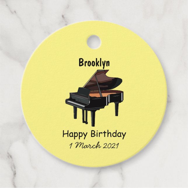 Piano cartoon illustration favour tags (Front)