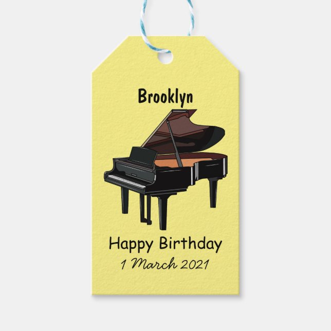 Piano cartoon illustration gift tags (Front)