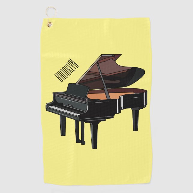 Piano cartoon illustration golf towel (Front)