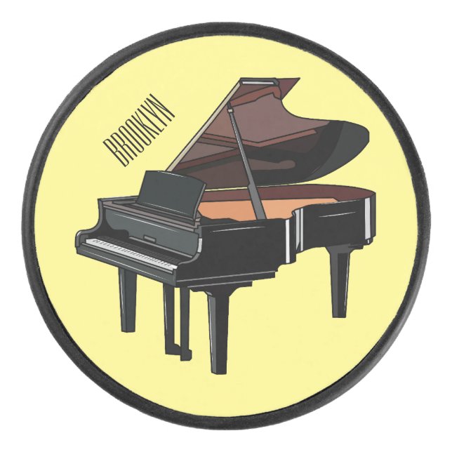 Piano cartoon illustration hockey puck (Front)