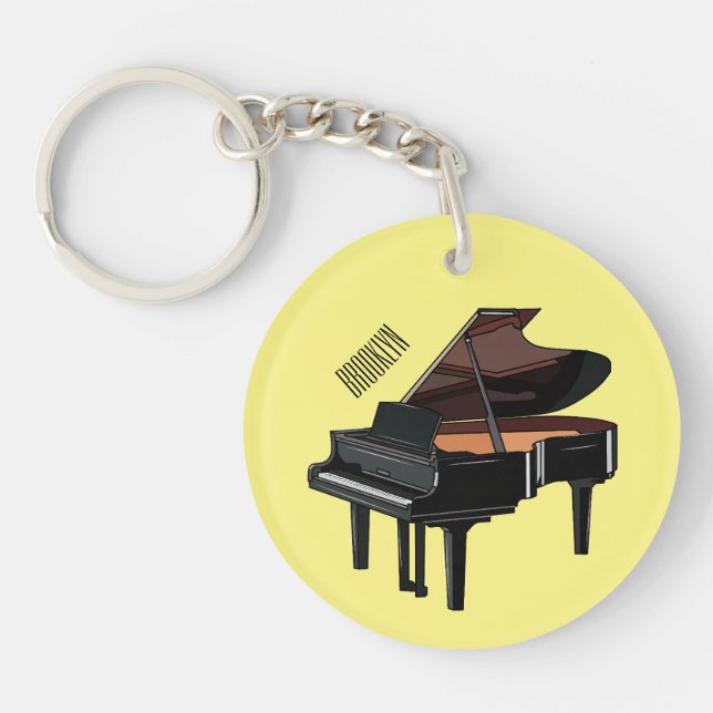 Piano cartoon illustration key ring (Front)