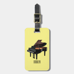 Piano cartoon illustration luggage tag