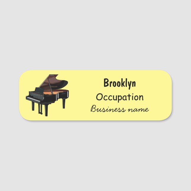 Piano cartoon illustration name tag (Front)