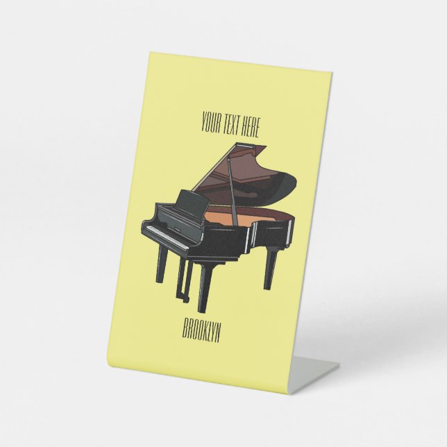 Piano cartoon illustration pedestal sign (Front)