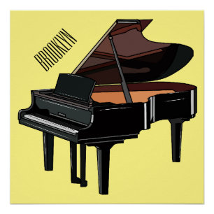 Piano cartoon illustration poster
