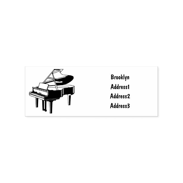 Piano cartoon illustration rubber stamp (Imprint)