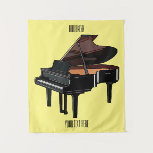 Piano cartoon illustration tapestry