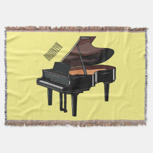 Piano cartoon illustration throw blanket