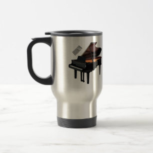Piano cartoon illustration travel mug