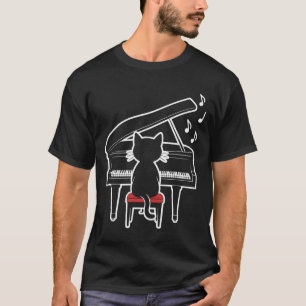 Piano Cat Music Lover Pianist Teacher Composer Mus T-Shirt