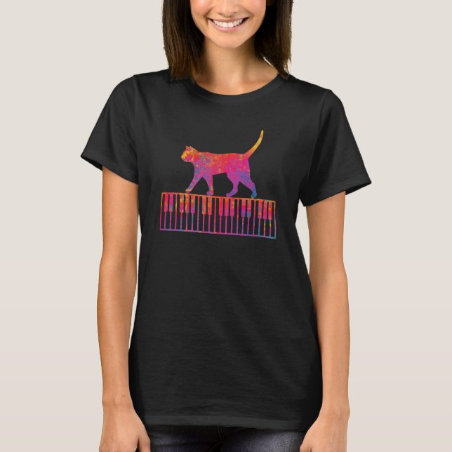 piano cat Piano Keyboard  1 T-Shirt (Front)