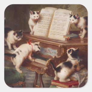 PIANO CATS - Funny Vintage Cat Stickers