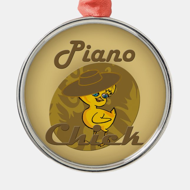 Piano Chick #6 Metal Tree Decoration (Front)
