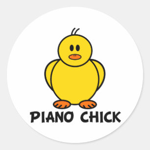 Piano Chick Classic Round Sticker