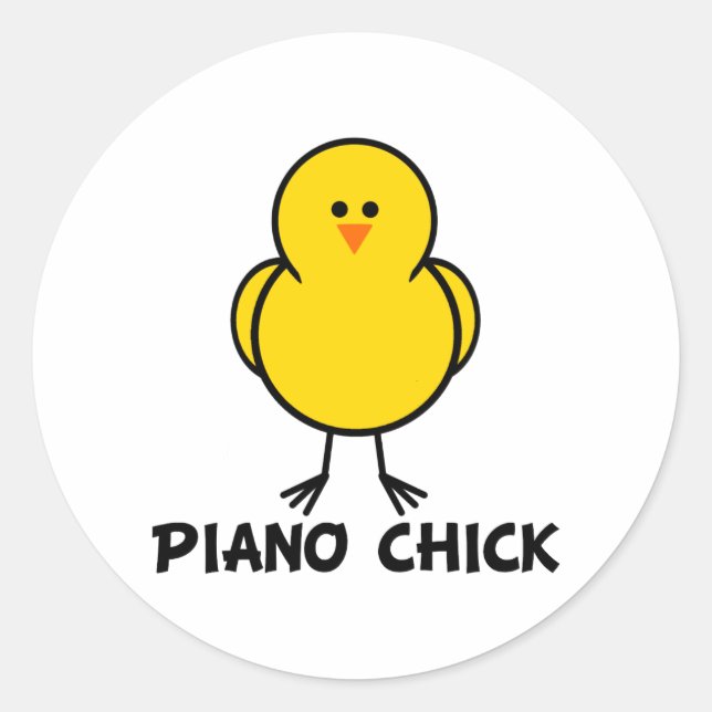 Piano Chick Classic Round Sticker (Front)