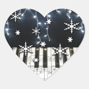 Piano Christmas Snowflake Keyboard Heart Sticker