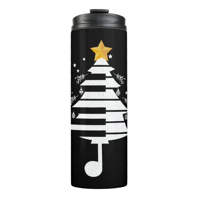 Piano Christmas Tree Pianist Music Musician Gift Thermal Tumbler (Front)