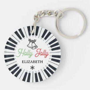 Piano Circle Key Holly Jolly Pianist Christmas Ring