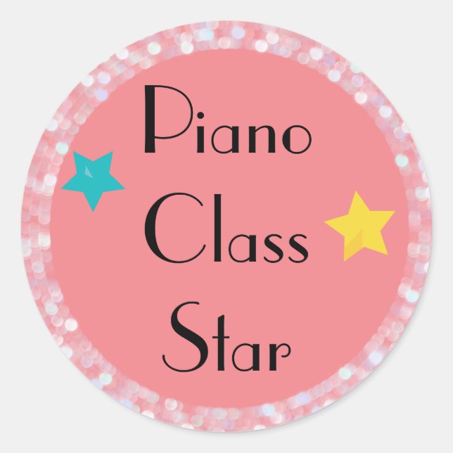 Piano Class Star with Stars Classic Round Sticker (Front)