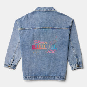 Piano Colourful Keyboard Musical Notes Denim Jacket
