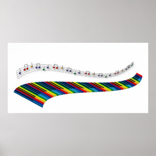 Piano colourful keyboard poster