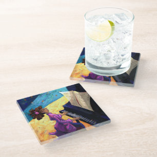 Piano Concert Art Glass Coaster