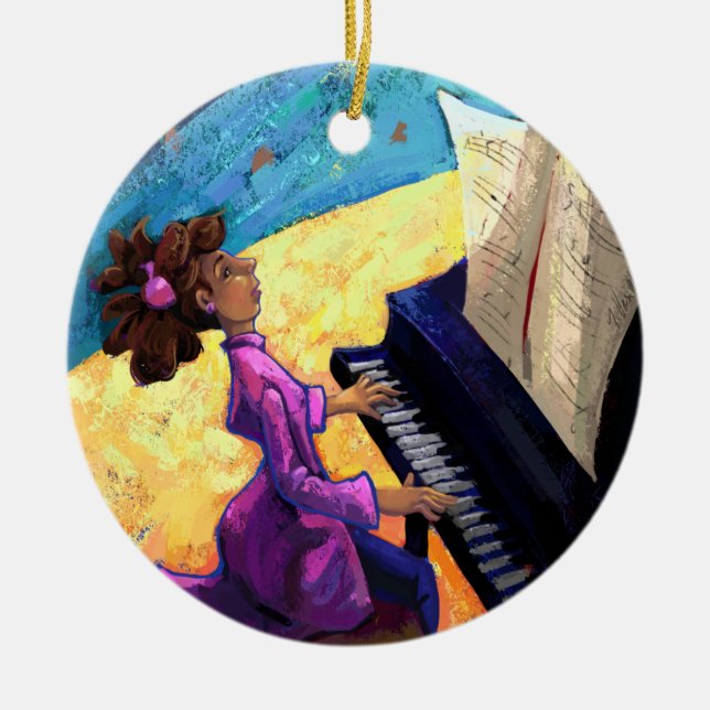 Piano Concert Ceramic Tree Decoration (Front)