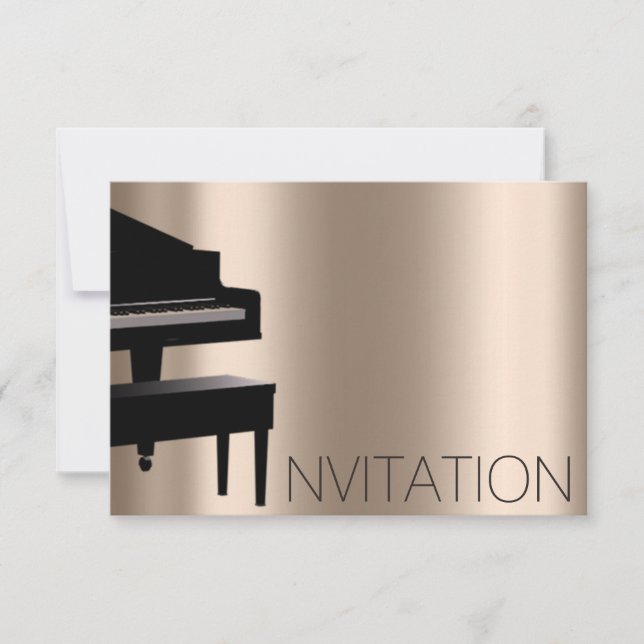Piano Concert Festival Minimalims Vip Black Ivory Invitation (Front)
