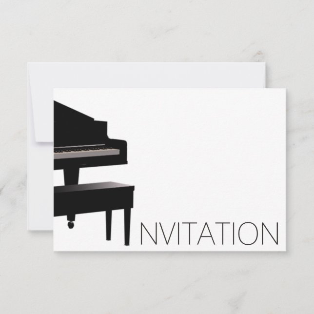 Piano Concert Festival Vip Black White Invitation (Front)