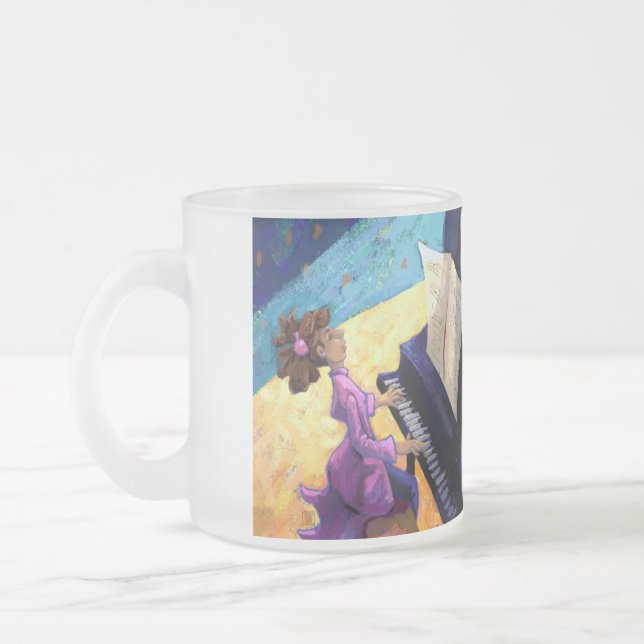 Piano Concert Frosted Glass Coffee Mug (Left)