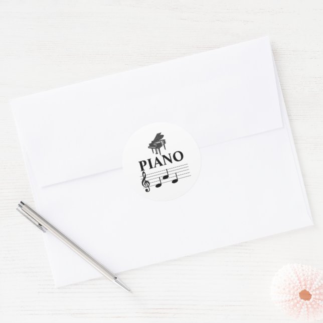 Piano Dad Grand Piano Pianist Music Note Classic Round Sticker (Envelope)