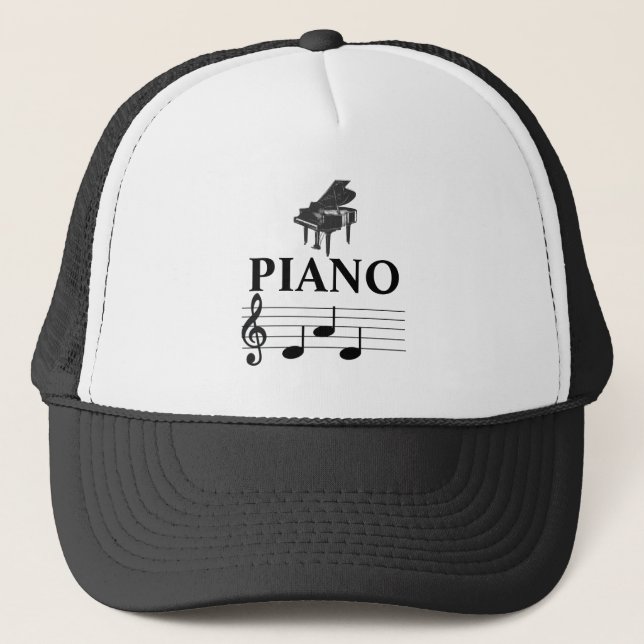 Piano Dad Grand Piano Pianist Music Note  Trucker Hat (Front)