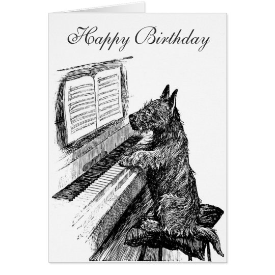 Piano Dog Birthday Card