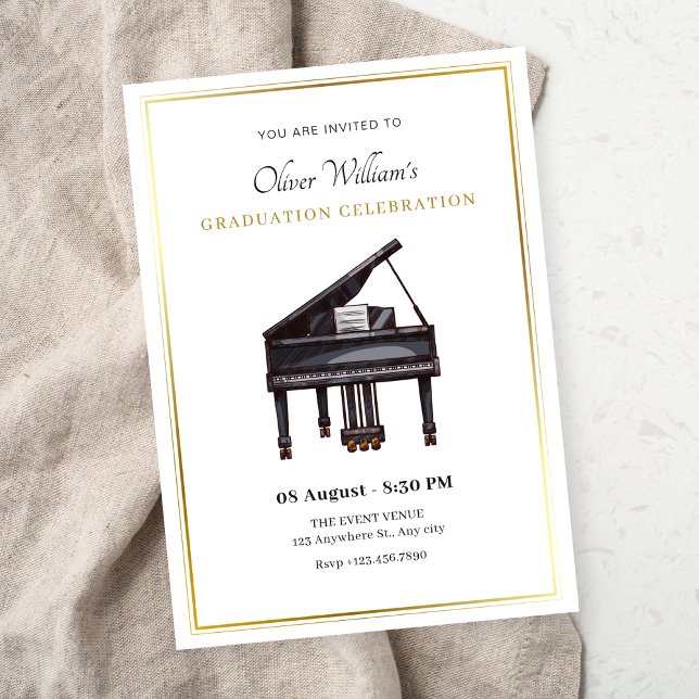Piano elegant graduation invitation (Creator Uploaded)