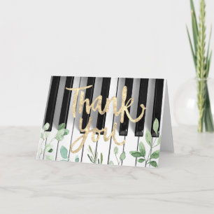piano faux gold foil and foliage thank you card