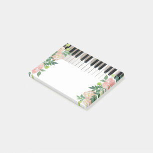 piano floral music design post-it notes