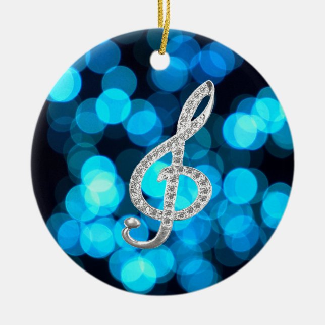 Piano Gclef  symbol Ceramic Tree Decoration (Front)